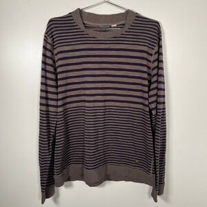 Hugo Boss Orange Long Casual Grey Striped‎ Shirt Sleeve Crew Neck XL Mens